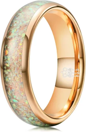 THREE KEYS JEWELRY Men Women Wedding Bands 4mm/6mm Tungsten Viking Carbide Calaite Granules Ring with Jewelry Domed Polished Infinity Unique for Him Her Silver/Black/Rose Gold