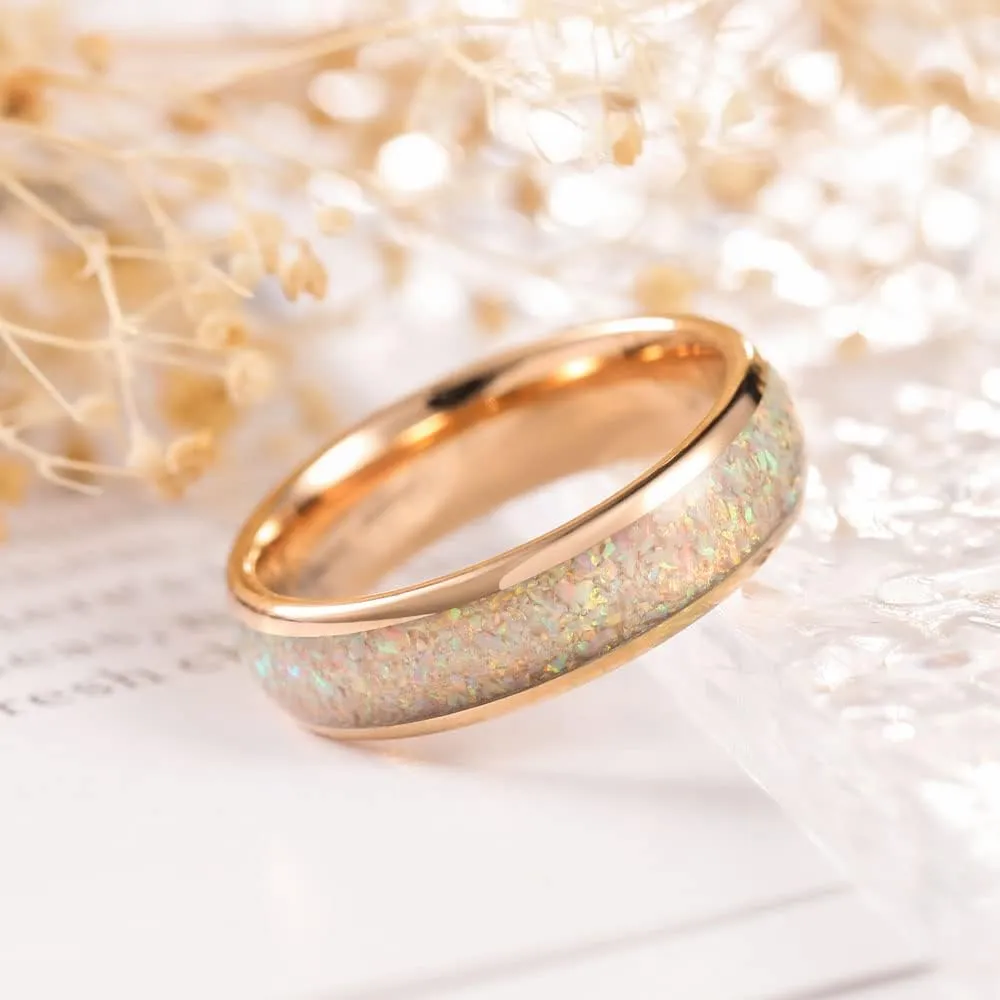 THREE KEYS JEWELRY Men Women Wedding Bands 4mm/6mm Tungsten Viking Carbide Calaite Granules Ring with Jewelry Domed Polished Infinity Unique for Him Her Silver/Black/Rose Gold
