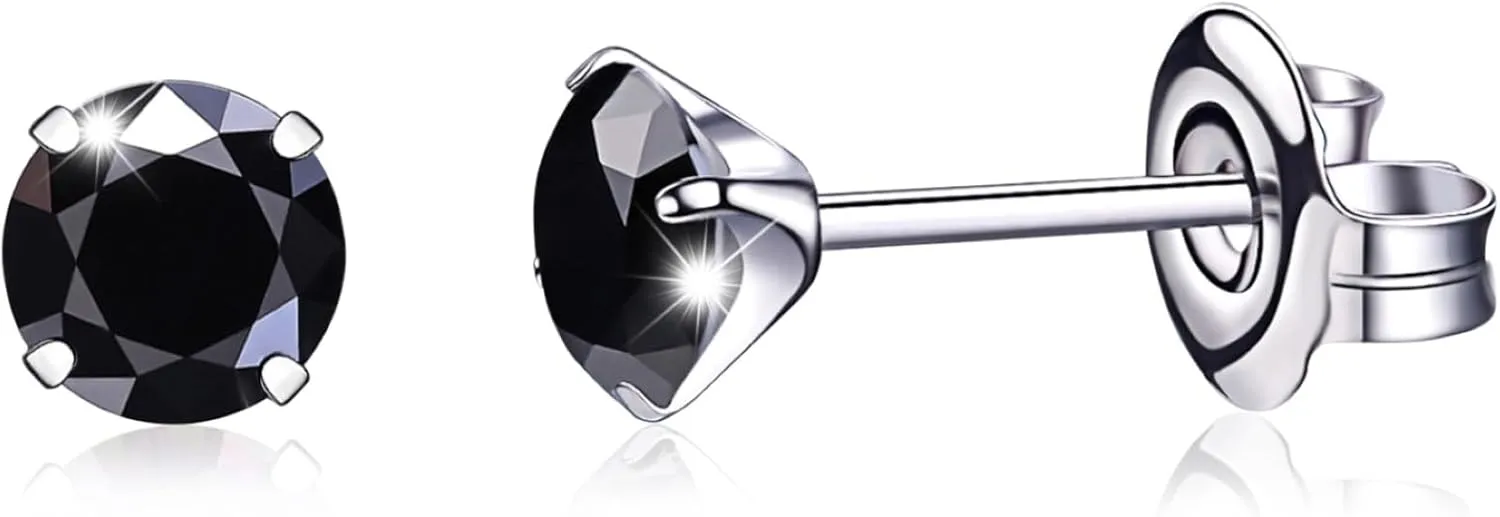 Titanium Earrings, Hypoallergenic for Sensitive Ears Brilliant Cut Simulated Diamond 5mm Cubic Zirconia Stud Earrings for Women Men