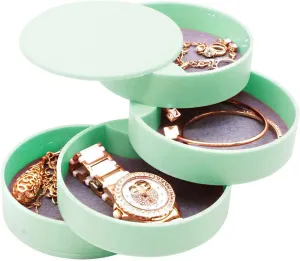 Together-life 4 Layers Jewelry Organizer Box 360Rotating Showcase Storage Organizer Rings Necklace Bracelet Earrings Holder, Gift for Girls Mother Women (Green)