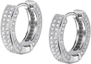 TOPGRILLZ Iced Out Hoop Earrings Cubic Zirconia Huggie Cartilage Cuff Hypoallergenic 14K Gold Plated Luxury Fashion Round Circle Earrings For Men Women