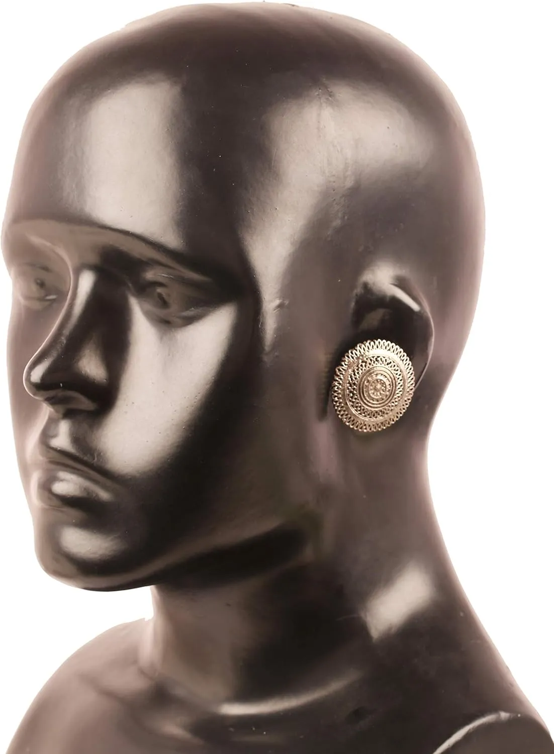Touchstone "Tribal Bohemian Chic" Indian Bollywood Artistic Fringes Motif Designer Jewelry Big Stud Earrings For Women In Antique Gold or Silver Tone.