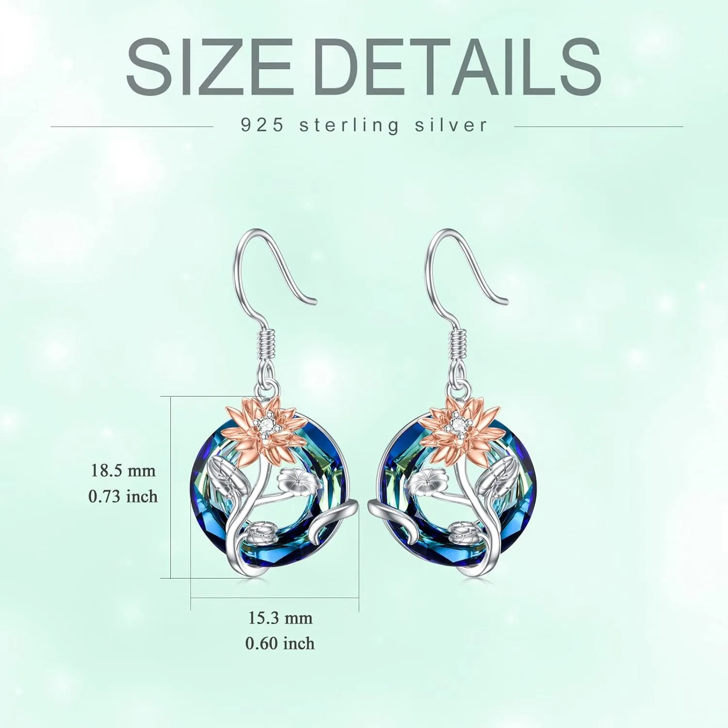 TOUPOP Birth Flower Earrings 925 Sterling Silver 12 Month Floral Earrings Birthstone Crystal Jewelry Birthday Mothers Day Gifts for Women Mom Her