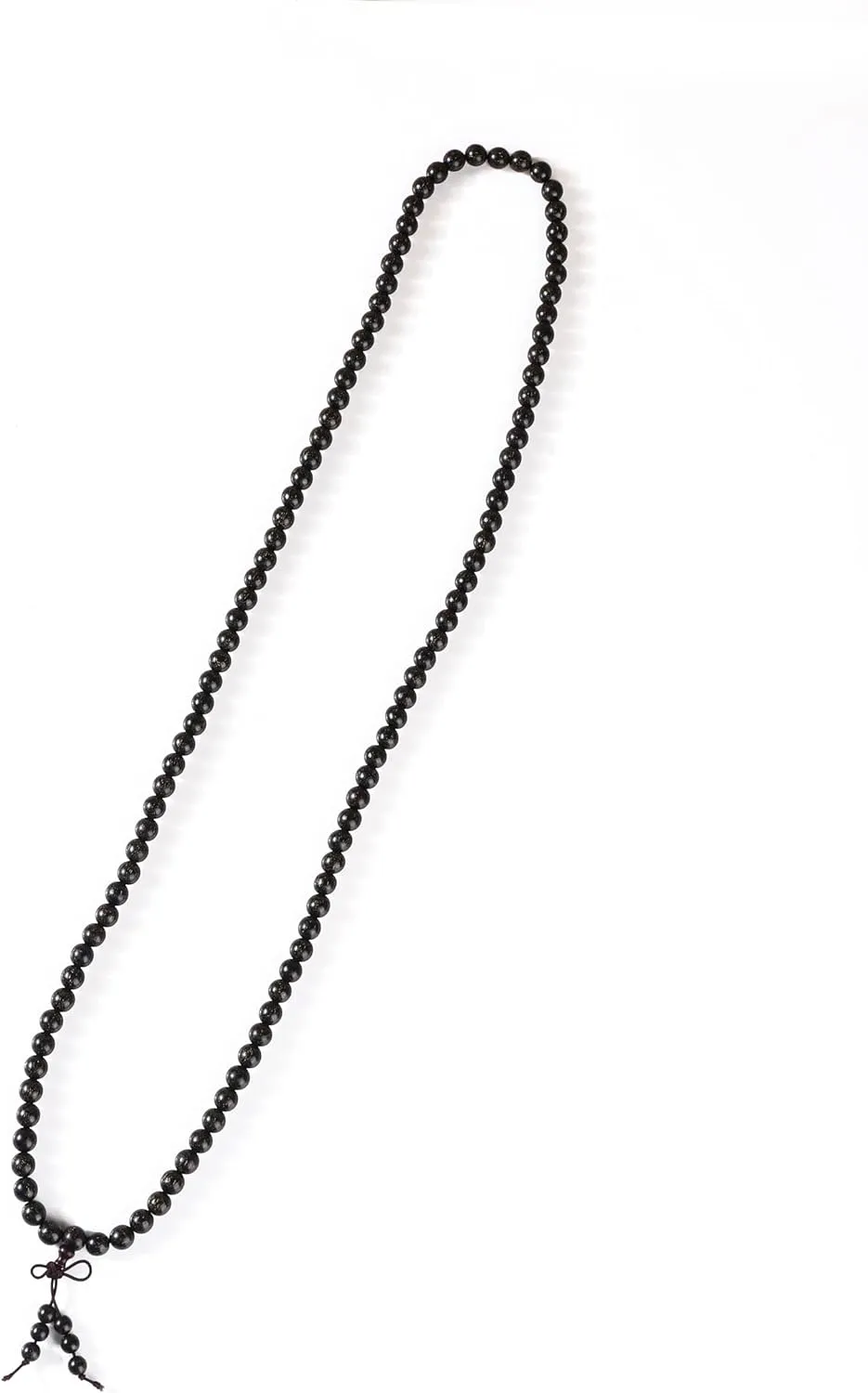 Traditional Wooden Mala Prayer Beads Necklace, 33 Brown Beads, 24 Inch Length, Buddhist Meditation