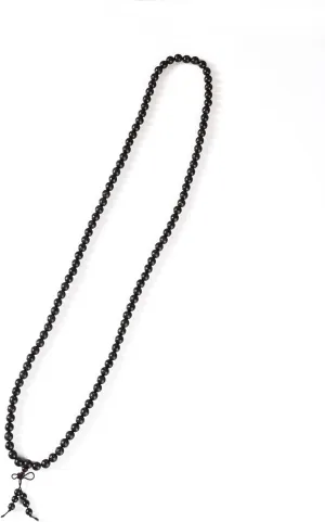 Traditional Wooden Mala Prayer Beads Necklace, 33 Brown Beads, 24 Inch Length, Buddhist Meditation