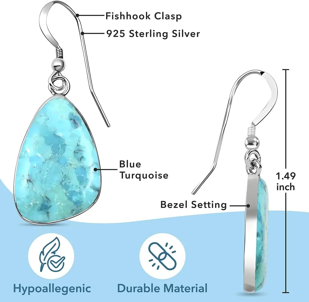 Turquoise Earrings for Women in 925 Sterling Silver Drop Dangle Earrings Boho Western Turquoise Jewelry Birthday Gifts