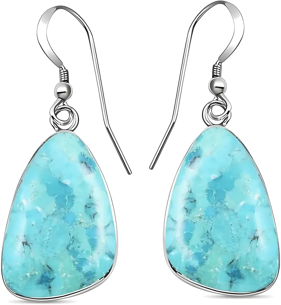 Turquoise Earrings for Women in 925 Sterling Silver Drop Dangle Earrings Boho Western Turquoise Jewelry Birthday Gifts
