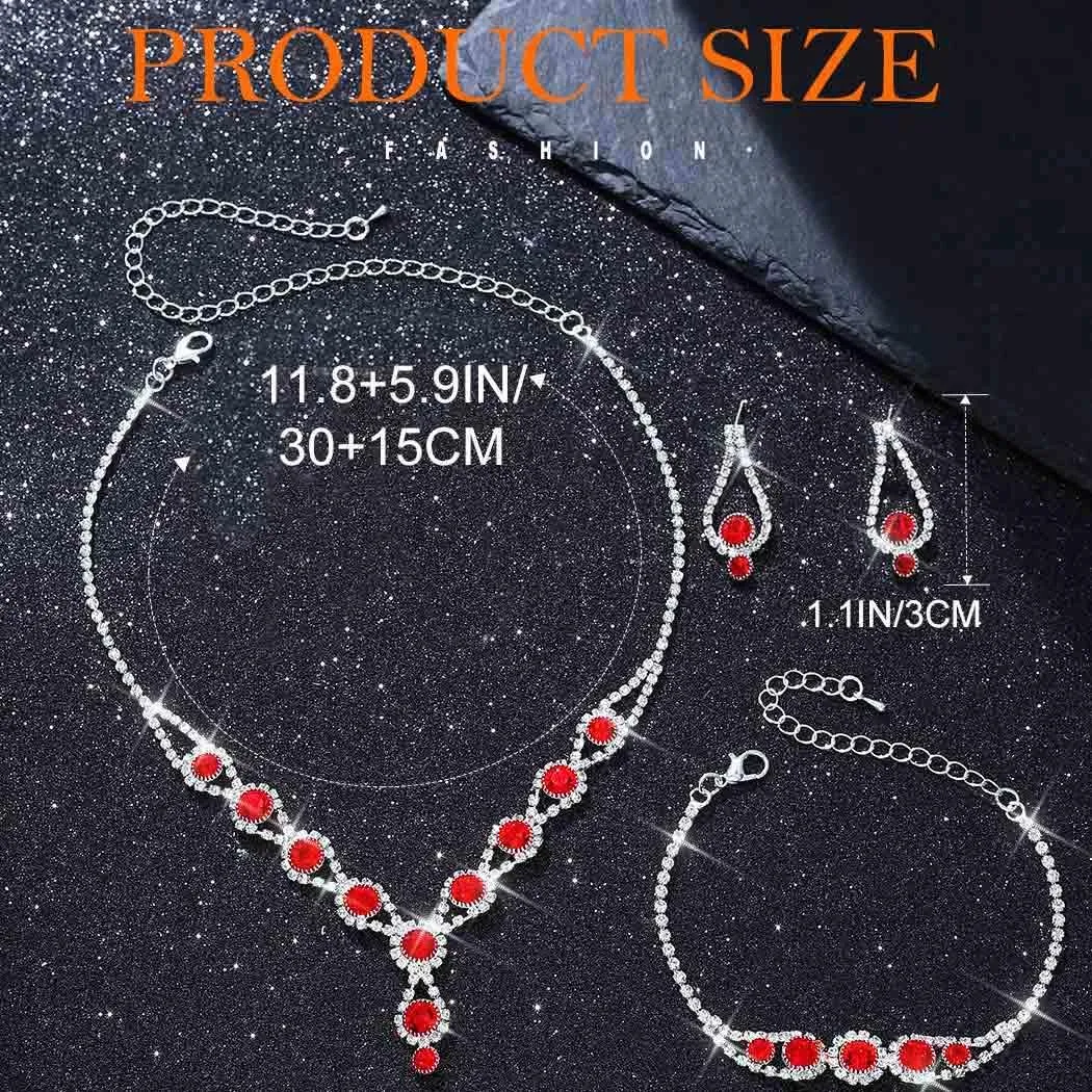 TWINKLEDE Rhinestone Necklace Jewelry Set Wedding Bridal Prom Necklaces Bracelet and Earrings for Women