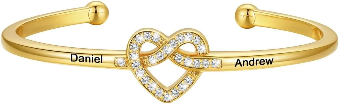 U7 Unisex Simple Cuff Bracelet 18K Real Gold Platinum Plated Fine Bracelets Fashion Jewelry Open Bangle Cuff Bracelets, Twisted or Heart Style