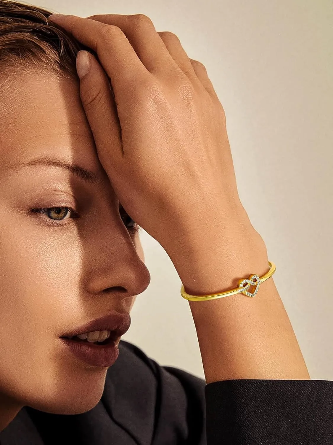 U7 Unisex Simple Cuff Bracelet 18K Real Gold Platinum Plated Fine Bracelets Fashion Jewelry Open Bangle Cuff Bracelets, Twisted or Heart Style