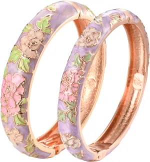 UJOY Cloisonne Bangles Gorgeous National Floral Panda Set Enameled Gold Plated Handcrafted Bracelets Jewelry Gifts 55C43