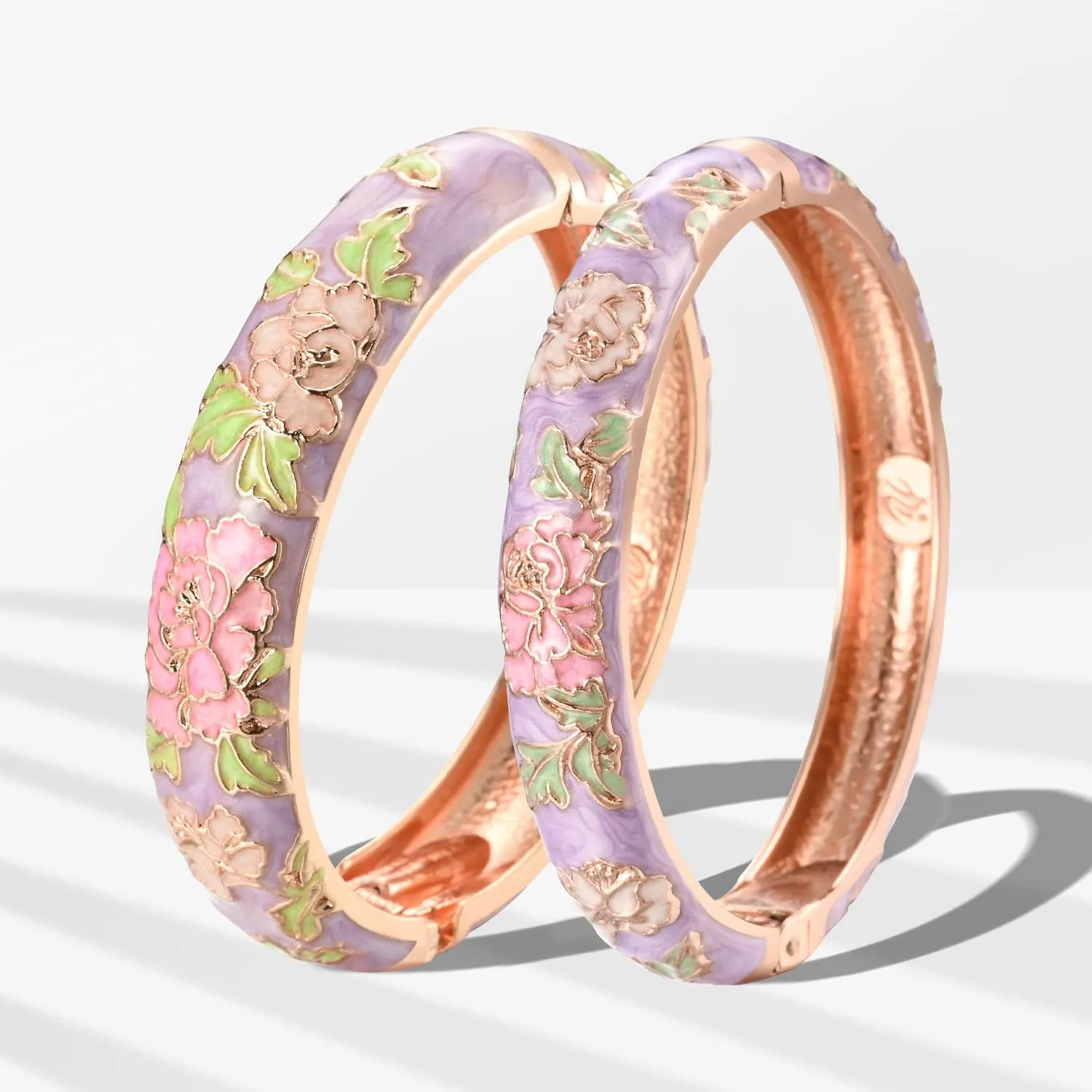 UJOY Cloisonne Bangles Gorgeous National Floral Panda Set Enameled Gold Plated Handcrafted Bracelets Jewelry Gifts 55C43