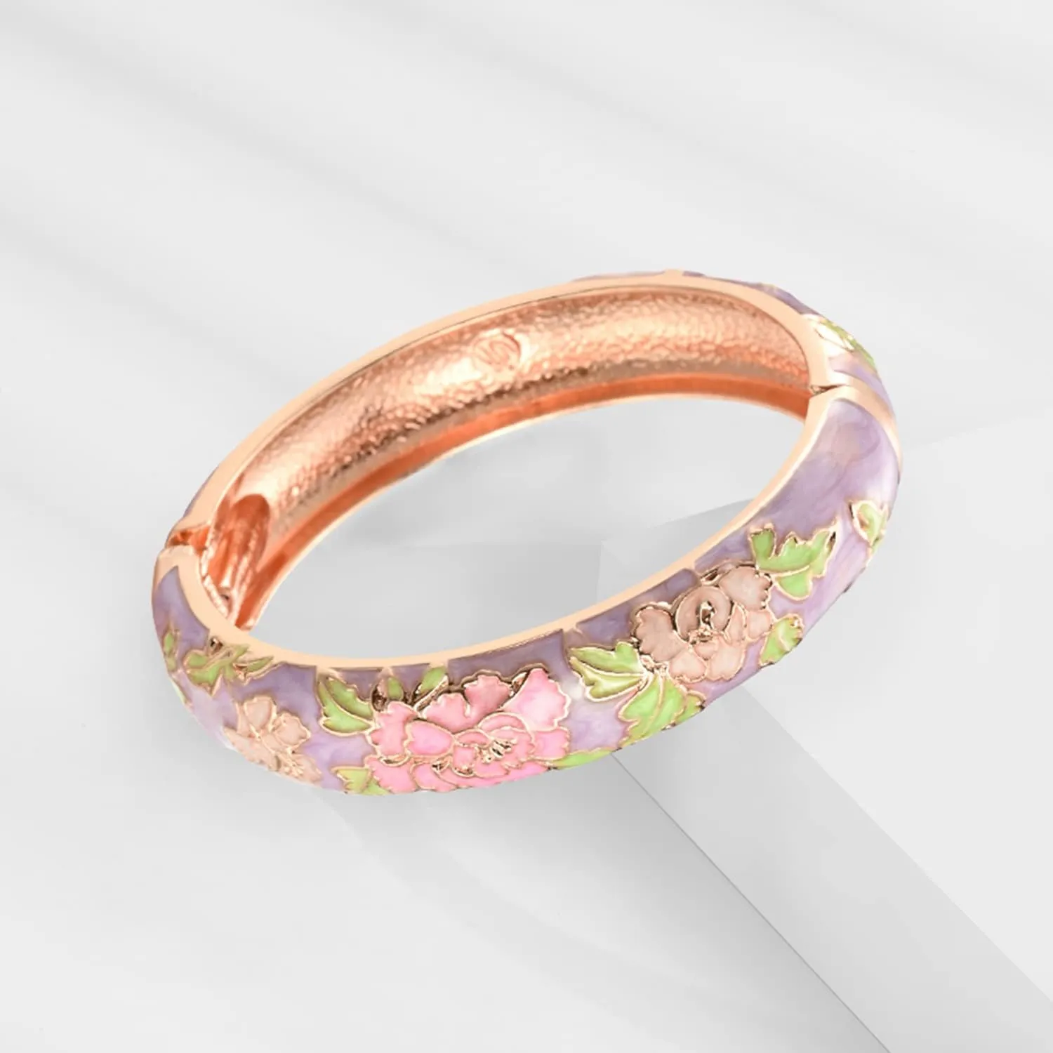 UJOY Cloisonne Bangles Gorgeous National Floral Panda Set Enameled Gold Plated Handcrafted Bracelets Jewelry Gifts 55C43