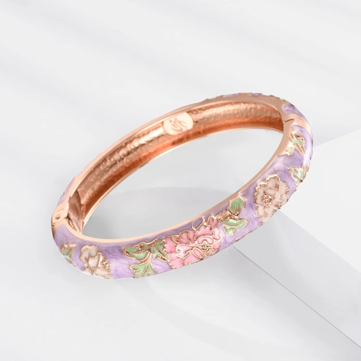 UJOY Cloisonne Bangles Gorgeous National Floral Panda Set Enameled Gold Plated Handcrafted Bracelets Jewelry Gifts 55C43