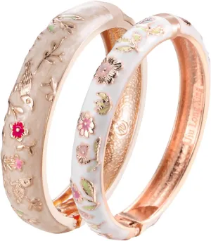 UJOY Colors Handcraft Jewelry Cloisonne Bracelet Enamel Bird Spring Hinged Womens Bangles Gifts Box 55C49