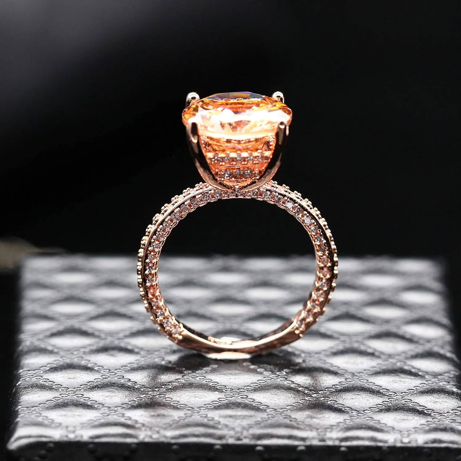 Uloveido Women's Unique Big Champagne Yellow Round AAA Cubic Zirconia Solitaire Rings Gift RA0415