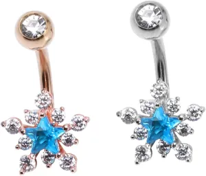 Unique Navel Ring Jewelry Set Star Navel Piercing Snowflake Design for Women Perfect Present for Friends Family