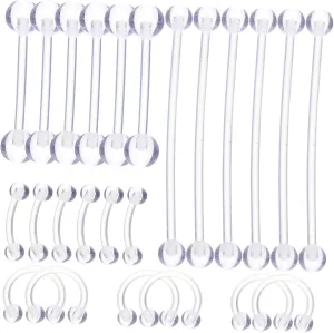 Unique Nose Piercing Jewelry Set 24pcs Acrylic Nose Eyebrow Tongue Rings for Women