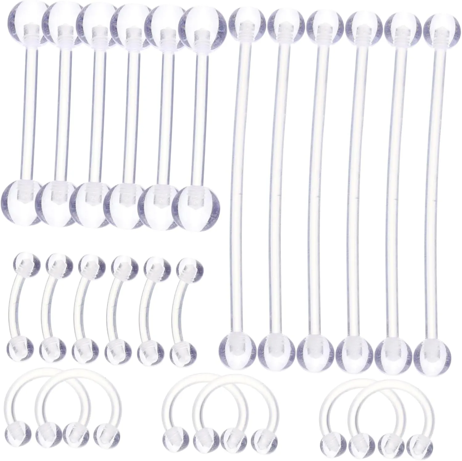 Unique Nose Piercing Jewelry Set 24pcs Acrylic Nose Eyebrow Tongue Rings for Women