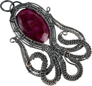 Unleash Your Inner Mermaid with Our Copper Wire Handmade Octopus-Shaped Labradorite Pendant Necklace - 20" Chain Length