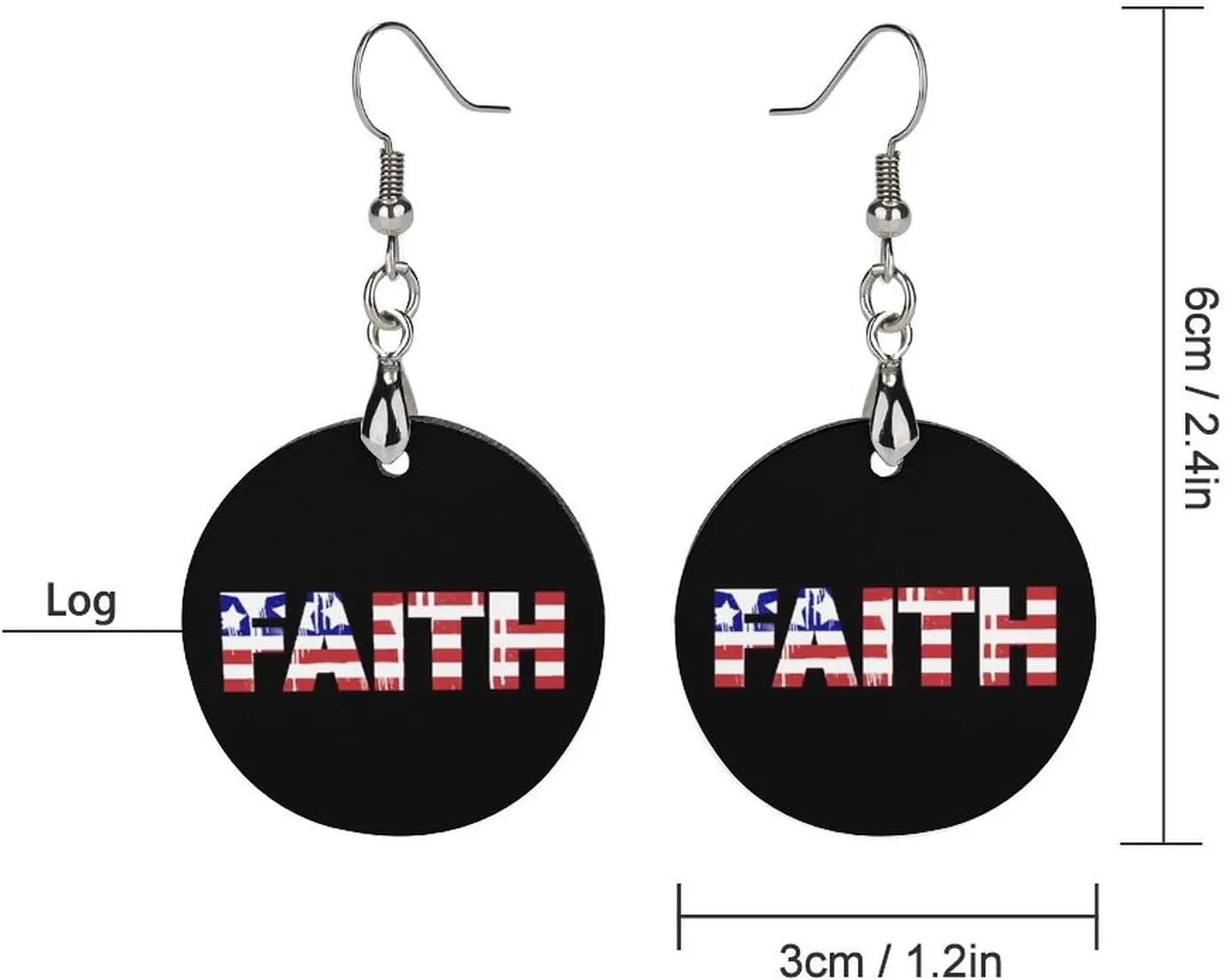 U.S. Flag Faith Vintage Wooden Earrings Pendant for Women Trendy Vacation Dangle Drop Earring Boho Eardrop
