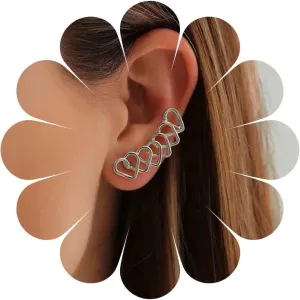 Vintage Hollow Heart Ear Cuff Earrings Open Heart Ear Climber Earrings Gold Heart Love Stud Earrings Love Heart Ear Clip Earrings Jewelry for Women (Gold)