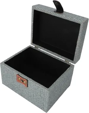 Vintage Jewelry Box Creative Innovative Imitation Rattan Case Wood Container Organizer Bag Wooden Retro Organizer Container Antique Accessories Decorative Jewelry Chests (Fog