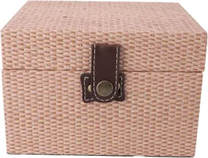 Vintage Jewelry Box, Large Capacity Imitation Rattan Design, Multipurpose Jewelry Storage Case for Necklaces, Bracelets, Ears, s, Roseate (Roseate)