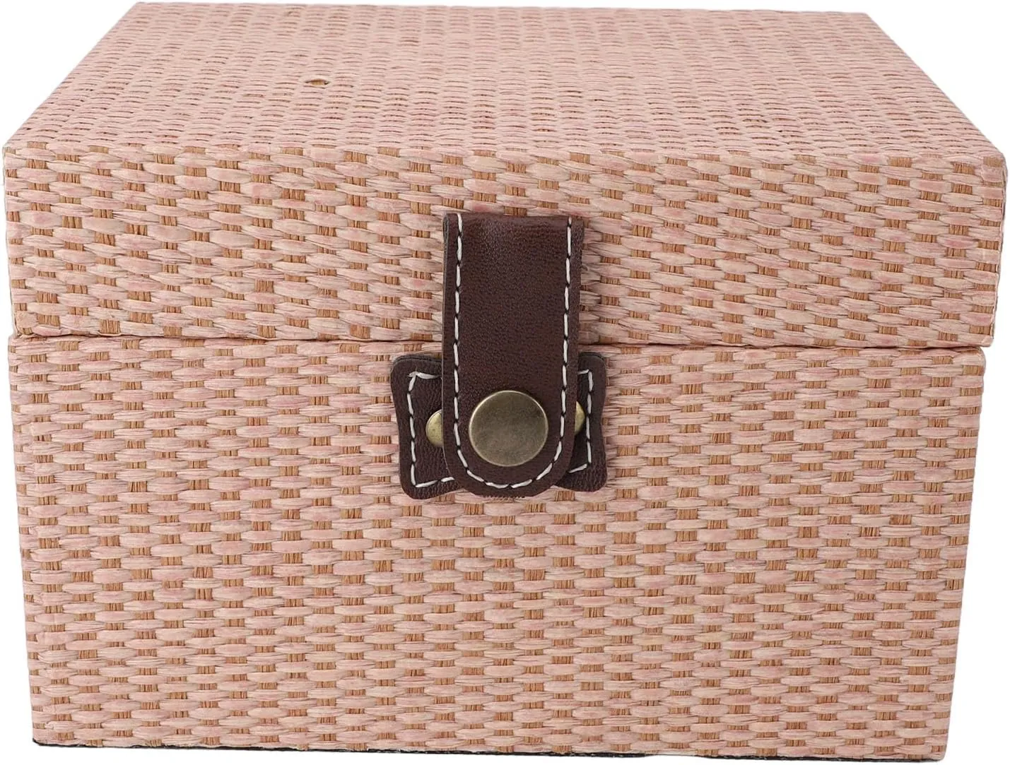 Vintage Jewelry Box, Large Capacity Imitation Rattan Design, Multipurpose Jewelry Storage Case for Necklaces, Bracelets, Ears, s, Roseate (Roseate)