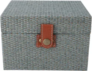 Vintage Jewelry Box Multipurpose Large Capacity Innovative Imitation Rattan Design Jewelry Storage Case for Home Storage (Fog Blue)