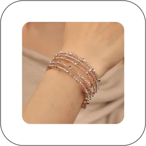 Vintage Multi-Layer Crystal Rhinestone Cuff Bracelet Sparkling Teardrop Crystals Open Cuff Wristlet Bridal Wedding Hand Accessories Prom Party Jewelry