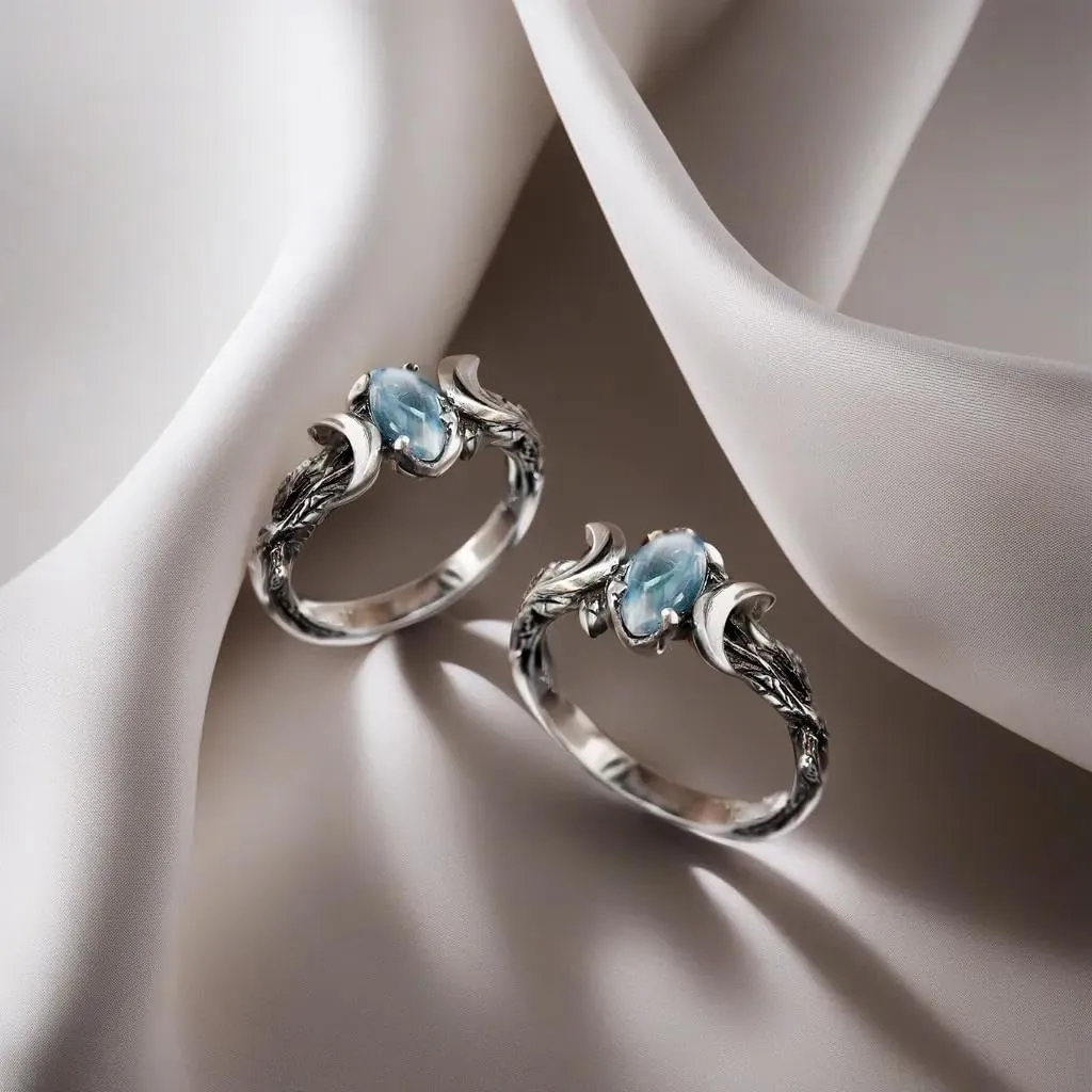 Vintage Women Bohemian Triple Moon Phase Ring Natural Moonstone Moon Ring Engagement Party Wedding Jewelry Rings Anillos