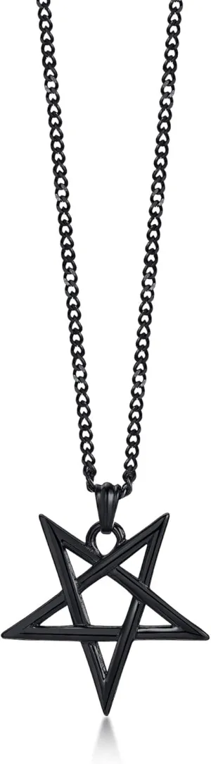 VNOX Church of Satan Seal of Baphomet Satanic Goat of Mendes Goat Head Devil Pendant Leviathan Cross Lucifer Necklace,Inverted Pentagram Amulet Jewelry