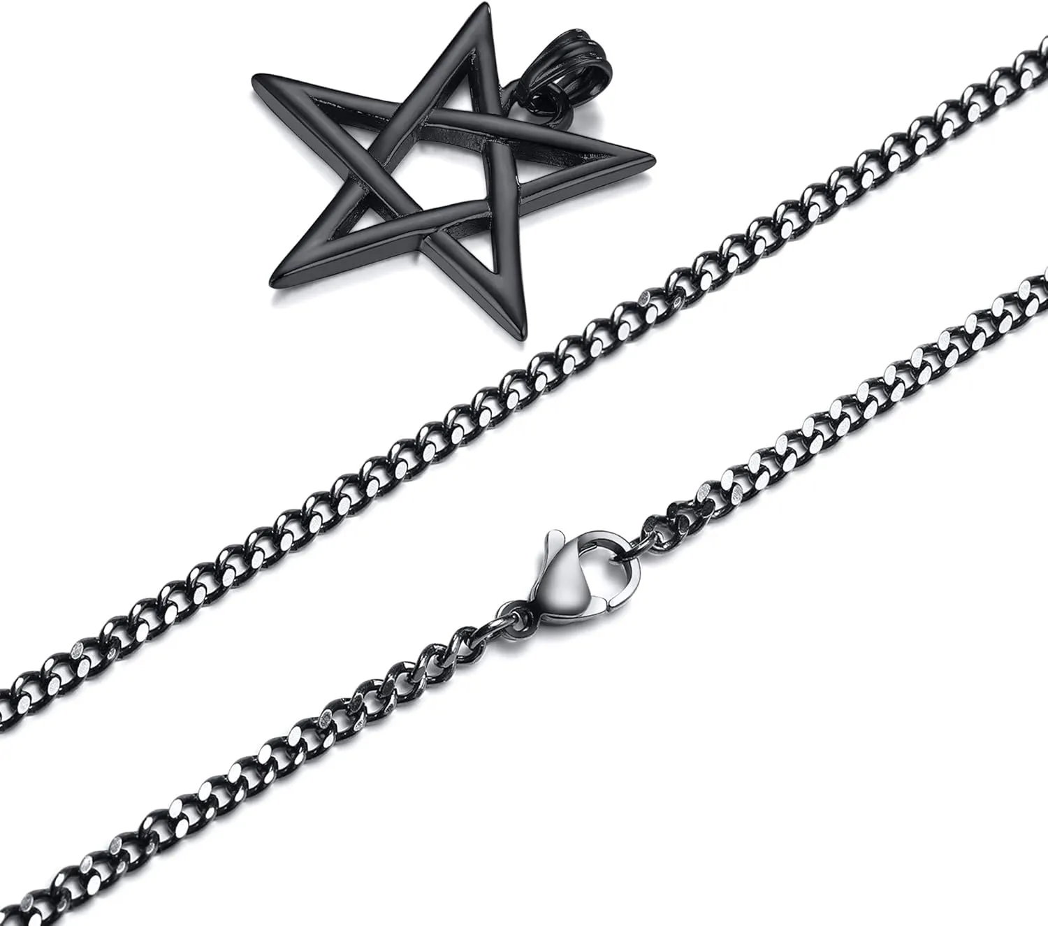 VNOX Church of Satan Seal of Baphomet Satanic Goat of Mendes Goat Head Devil Pendant Leviathan Cross Lucifer Necklace,Inverted Pentagram Amulet Jewelry