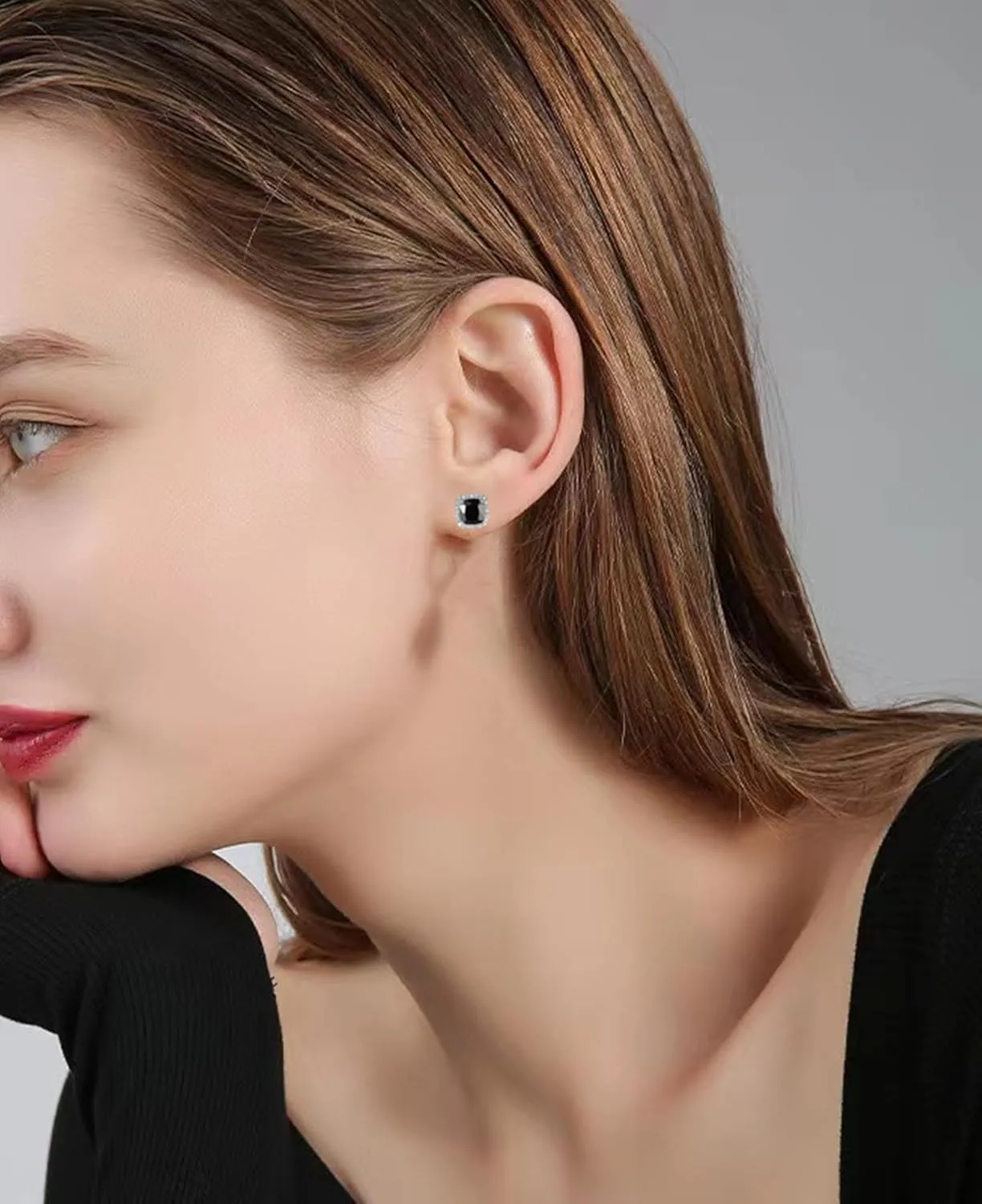 VONSSY Hypoallergenic Gemstone Stud Earrings, Brilliant Cubic Zirconia Crystal Earrings, 925 Silver Posts Nickel Free, Created Diamond Square Earrings Jewelry Gift for Women Wife Mother Daughter