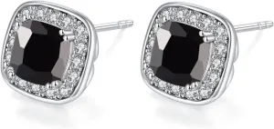 VONSSY Hypoallergenic Gemstone Stud Earrings, Brilliant Cubic Zirconia Crystal Earrings, 925 Silver Posts Nickel Free, Created Diamond Square Earrings Jewelry Gift for Women Wife Mother Daughter