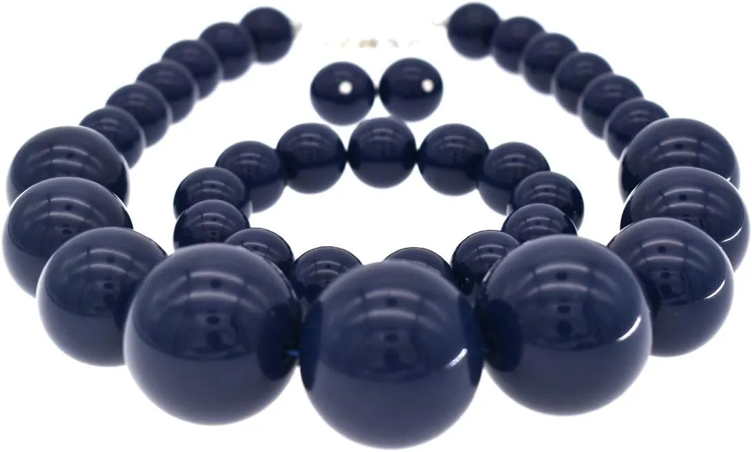 We We Chunky Pearl Necklace for Women Large Big Faux Pearl Necklace and Earrings set 1920s Costume Jewelry set Prom party