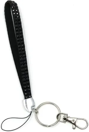 WigsPedia Rhinestone Crystal Bling Wrist Strap Key Chain (Wristlet) (Black)