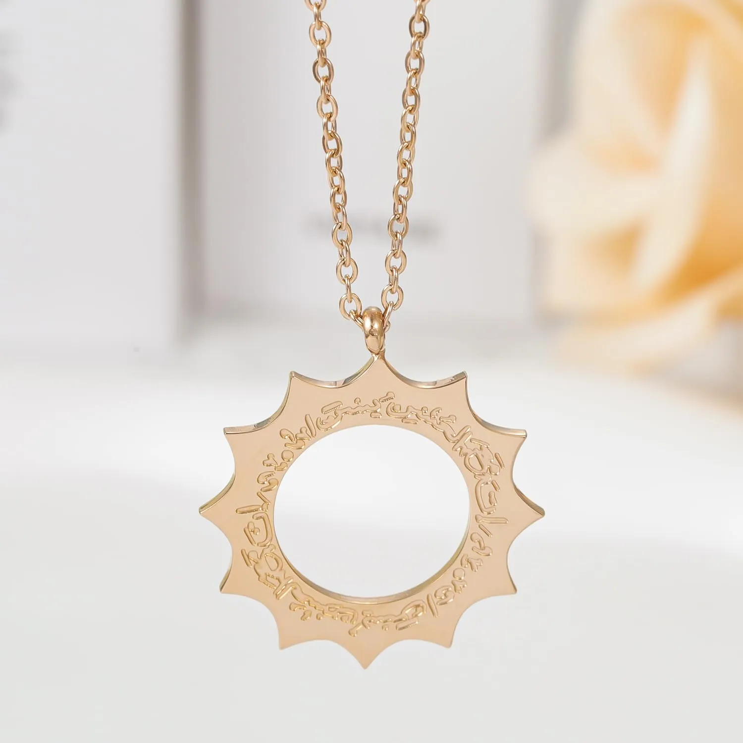 With Hardship Comes Ease | Women Calligraphy Necklace Arabic Calligraphy Necklace Stainless steel 18K Gold Plated Pendant Gift (16 inch, Gold color)