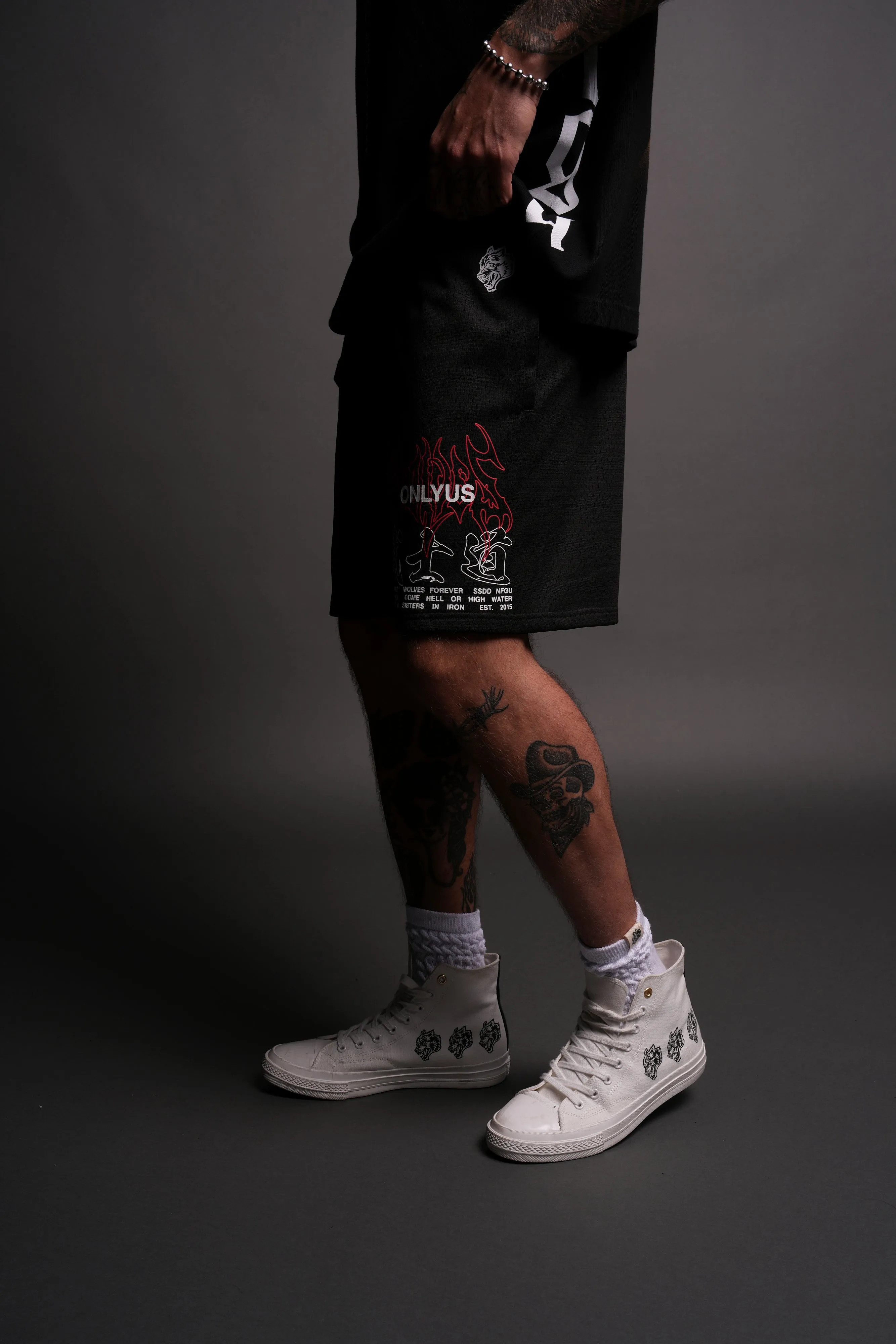 Wolves Bushido Mesh Shorts in Black
