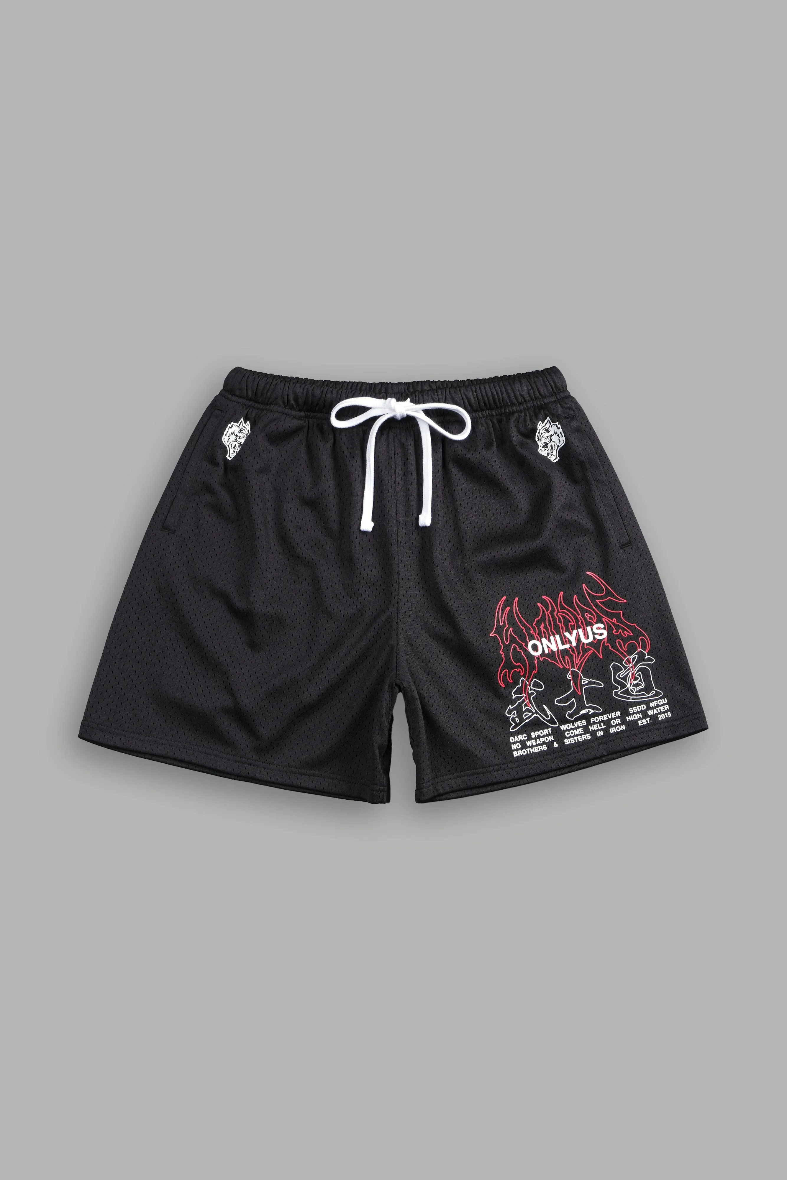 Wolves Bushido Mesh Shorts in Black