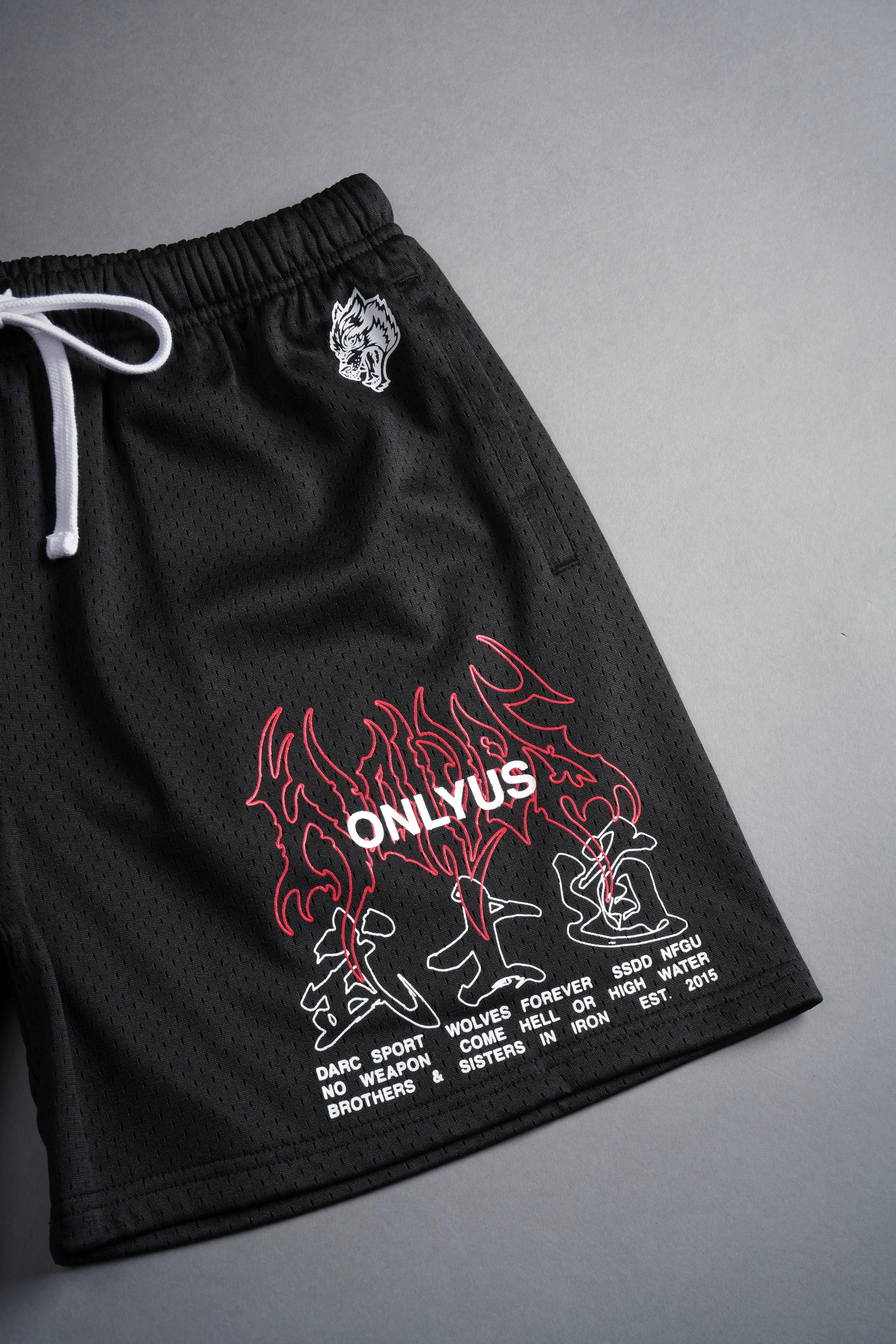Wolves Bushido Mesh Shorts in Black