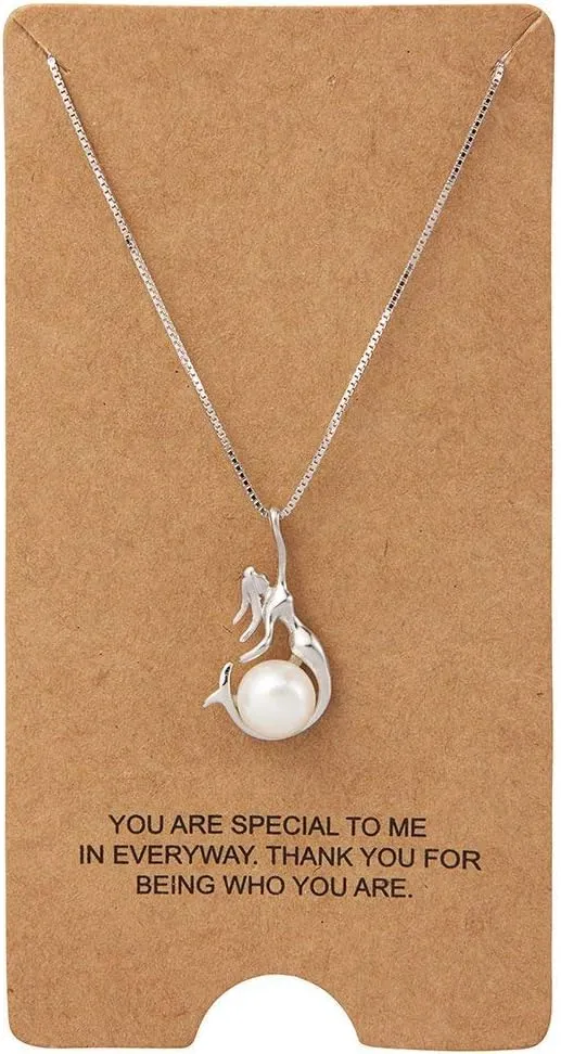Womens Jewelry 925 Sterling Silver and Freshwater-Cultured Pearl Mermaid Pendant Necklace 18 2"