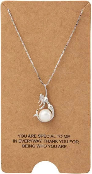 Womens Jewelry 925 Sterling Silver and Freshwater-Cultured Pearl Mermaid Pendant Necklace 18 2"