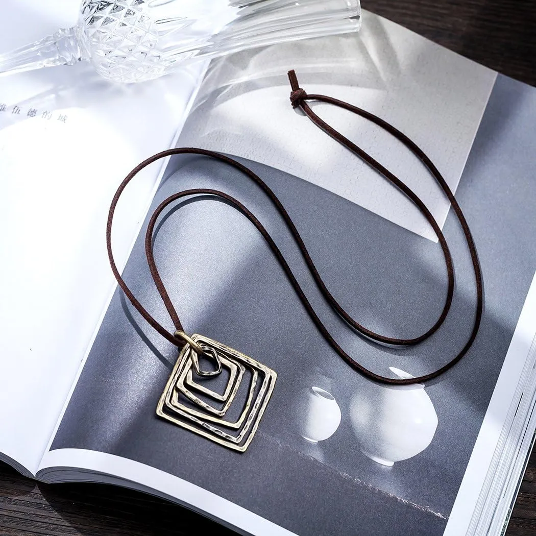 Womens Multilayer Pendant Necklaces Vintage Jewelry Fashion Long Sweater Necklace for Woman