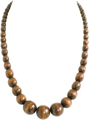 Xianli Wang Natural Wood Beads Necklace for Men Women Wooden Chain Unisex Chunky Bead Necklaces