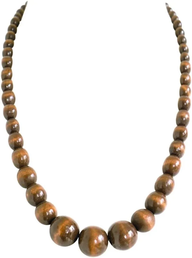 Xianli Wang Natural Wood Beads Necklace for Men Women Wooden Chain Unisex Chunky Bead Necklaces