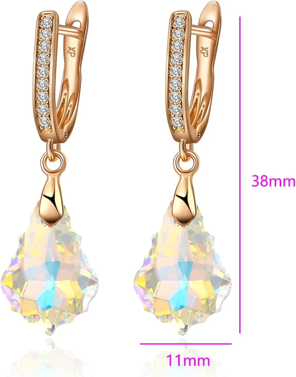 XUPING Dainty Dangle Earrings for Women Small Huggie 14k Gold Plated Hoop Cubic Zirconia Hypoallergenic Crystal Earring Jewelry