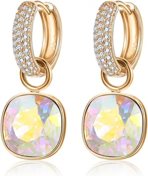 XUPING Hoop Earrings for Women Trendy Dangle Crystal Huggie 14k Gold Plated CZ Earrings Cubic Zirconia Hypoallergenic Earring Jewelry