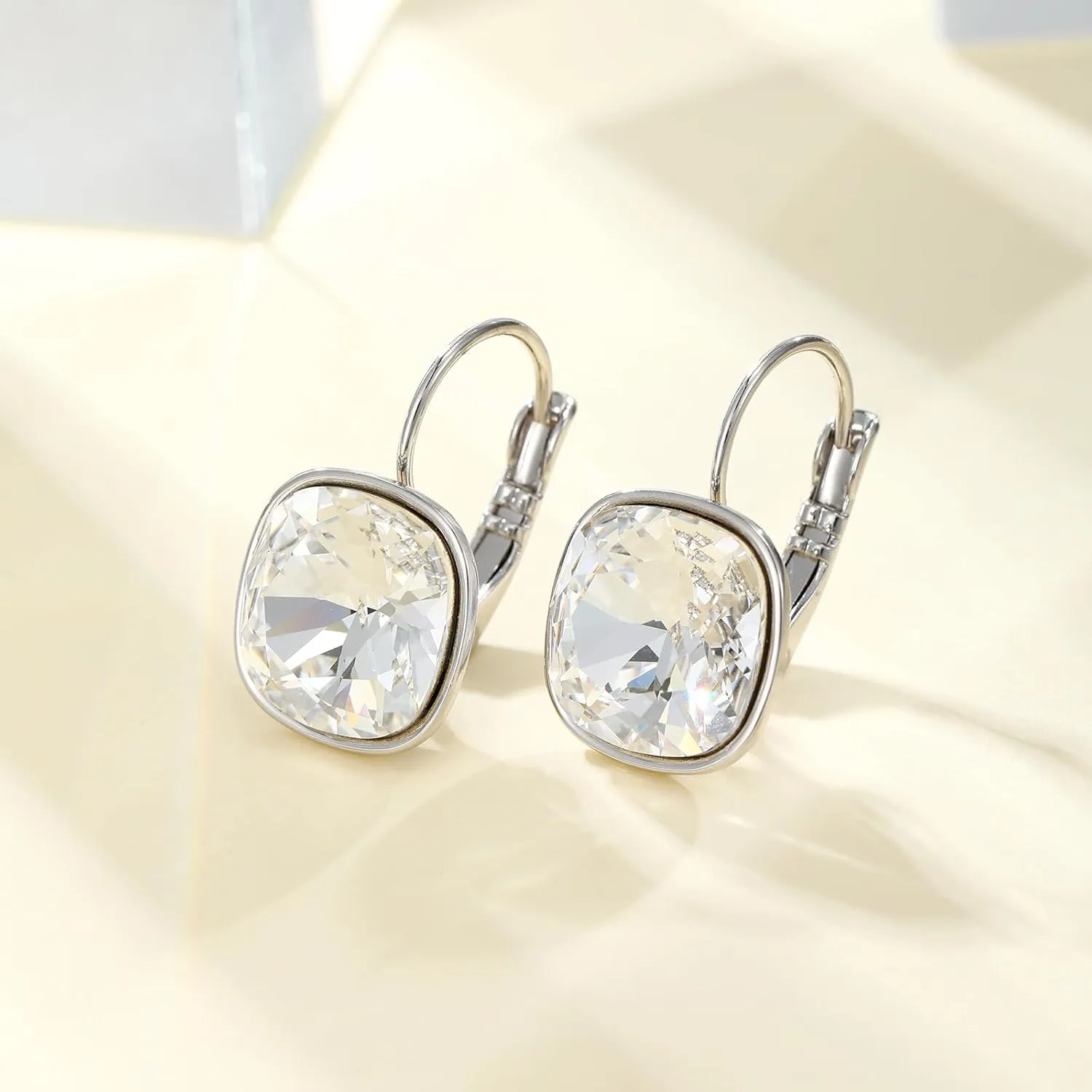 XUPING Luxury Crystal Earrings for Women Fashion Birthstone Leverback Silver Earring Gemstone Sparkling Jewelry